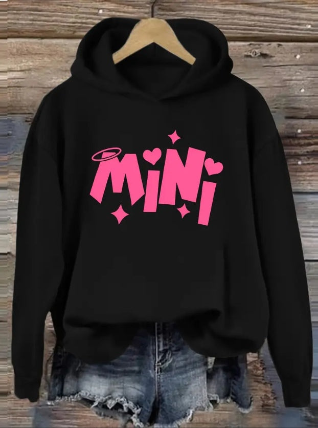 Women'S Casual Polyester Hoodie With Rib-Knit Detail - Alphabet & Graphic Print Hooded Sweatshirt